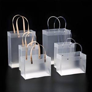 New Product Clear Luxury PP Handbag With Handle Reusable Custom Logo Plastic Tote Bag for Shopping Packaging Bag