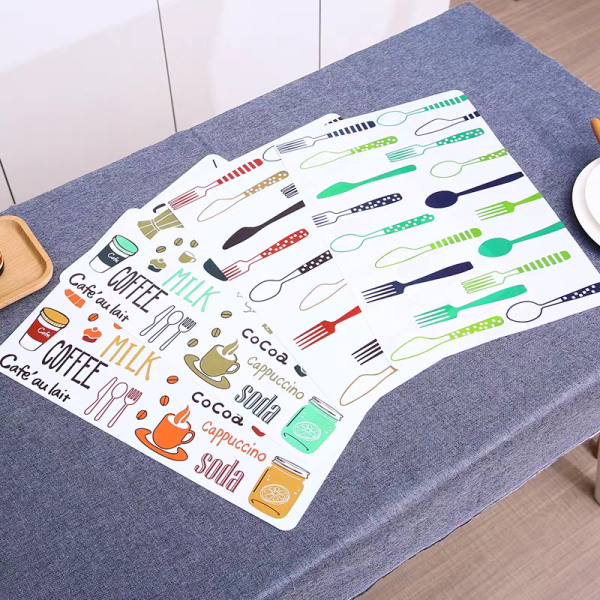 Factory Direct High Quality Custom Printing PP Reversible Individual Table Mats Placemat Set