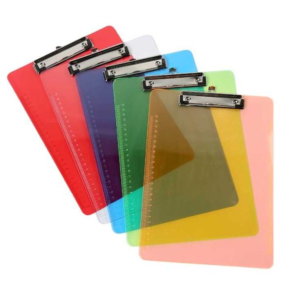 A4 Folder Writing Board PP Clip File Transparent Plastic Belt Scale Bulletin Pad Board Document Clip Office Supplies
