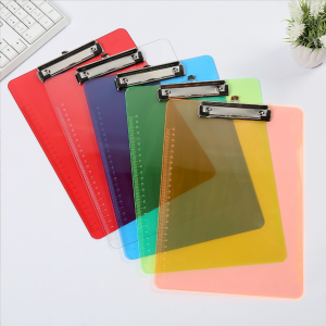 A4 Folder Writing Board PP Clip File Transparent Plastic Belt Scale Bulletin Pad Board Document Clip Office Supplies