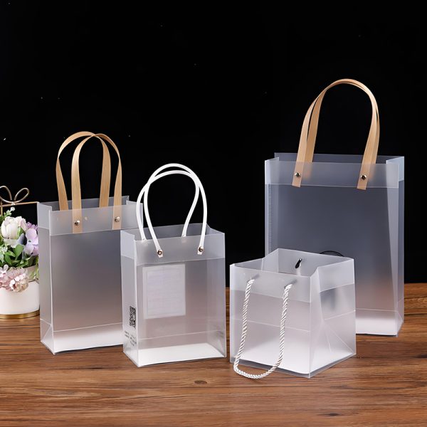 New Product Clear Luxury PP Handbag With Handle Reusable Custom Logo Plastic Tote Bag for Shopping Packaging Bag